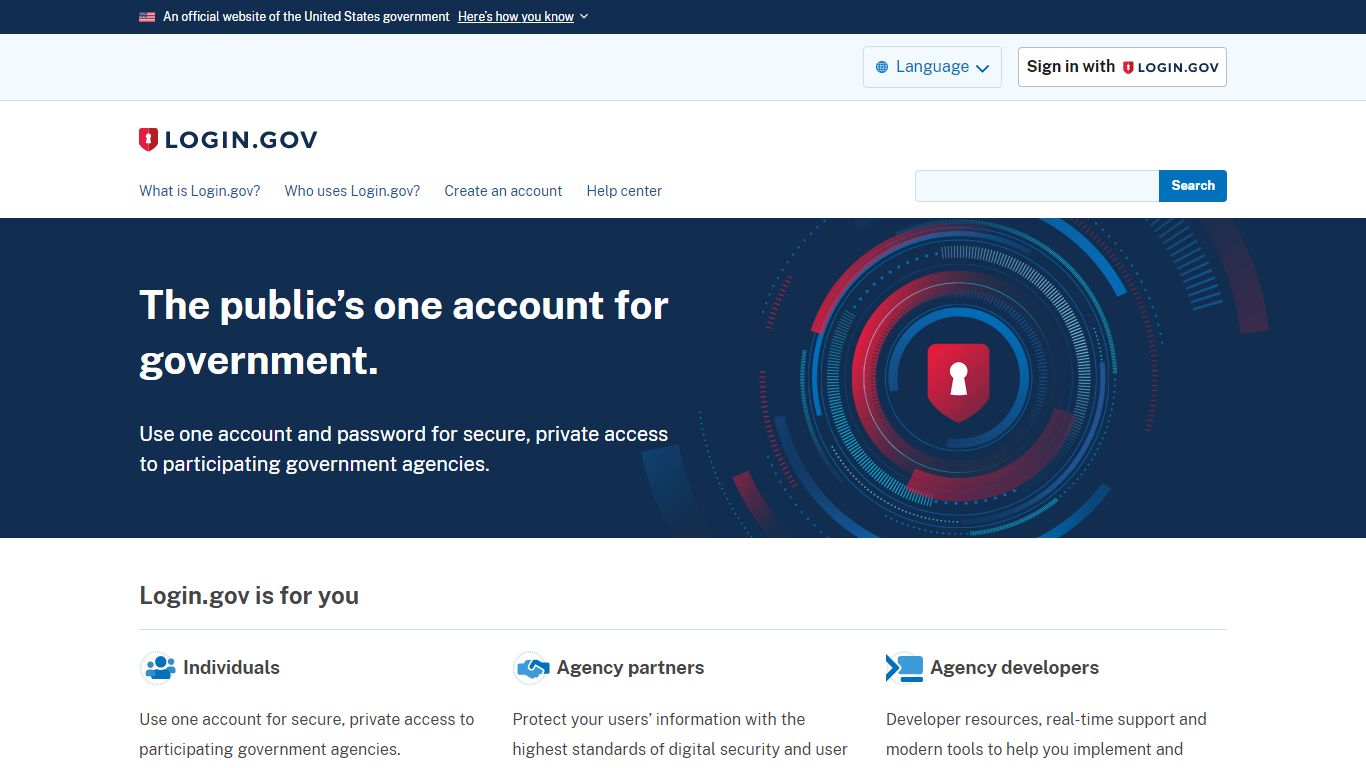 The public’s one account for government. | Login.gov